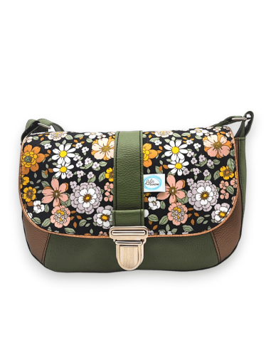 Petit sac vert kaki à motifs fleuris-Petit sac original-Lila Bohème